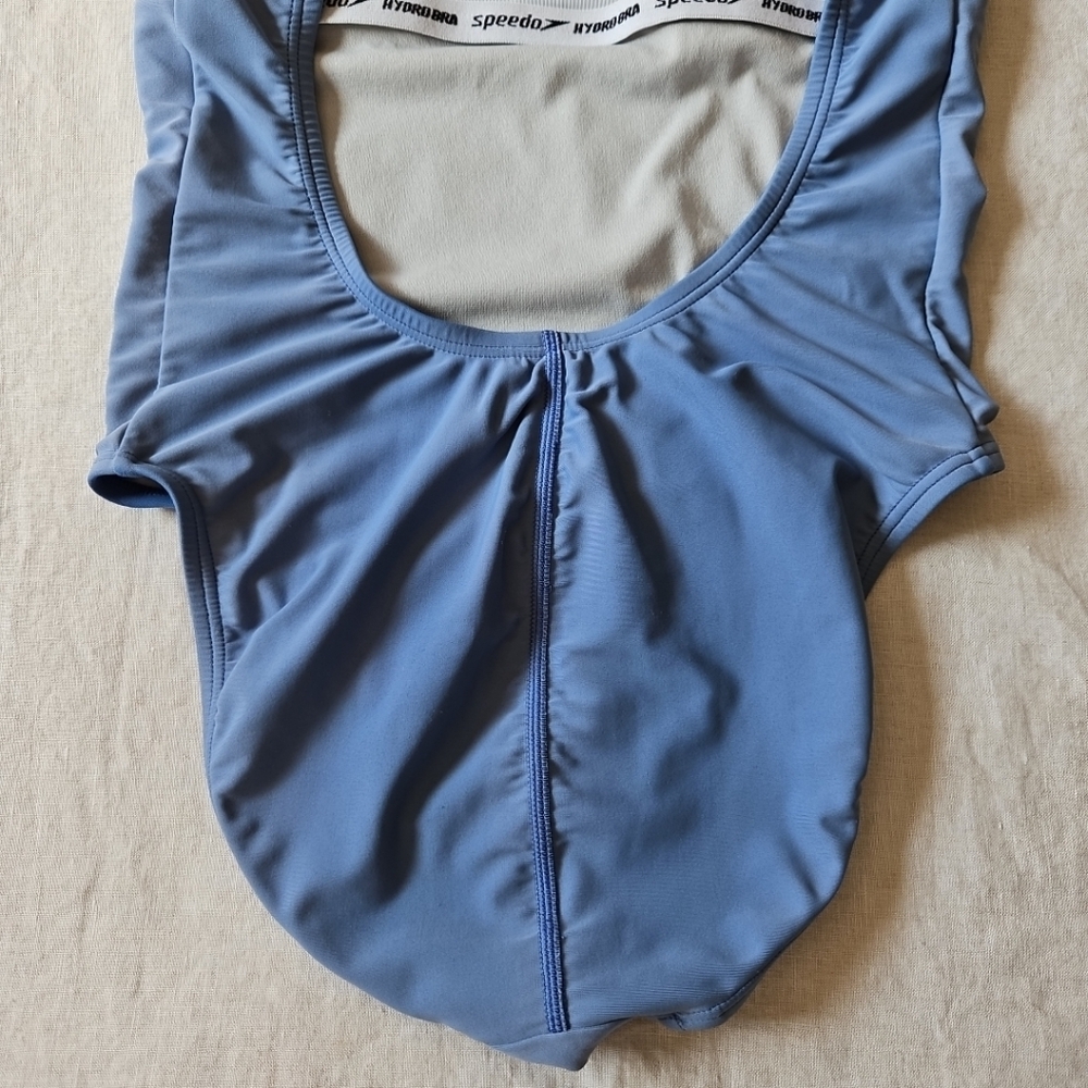 Speedo Blue Greyish One-Piece Swimwear Racerback Athletic Cut Size 8 - Picture 9 of 15